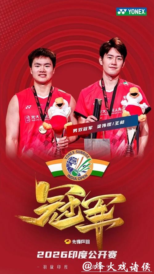 逆风翻盘！“梁王”组合夺得印度羽毛球公开赛男双冠军